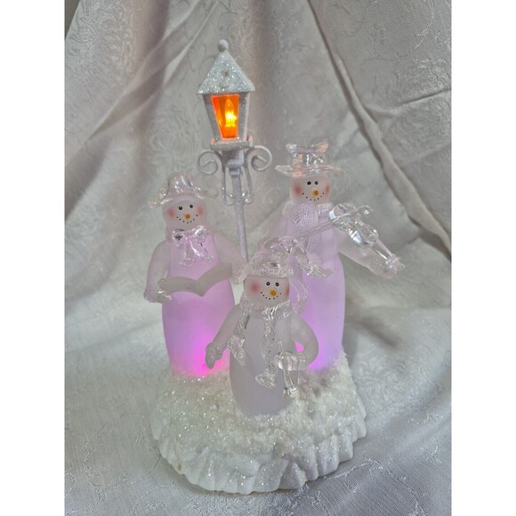 Heritage Mint Ltd. Caroling SnowmenIce Sculpture Color Changing With Box